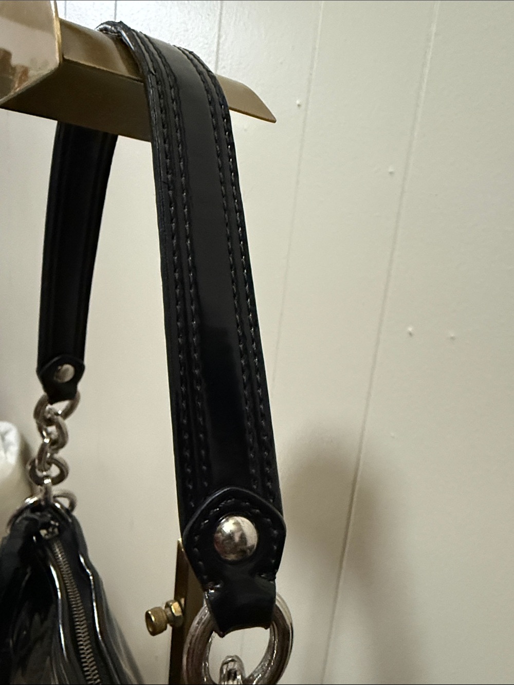 Coach Poppy Liquid Gloss Black Quilted Leather Bag with Silver Hardware - Picture 4 of 16